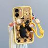 KEYSION Stoßfeste Hülle für OPPO A6x 5G mit Lanyard Weiches Silikon Niedliche 3D Cartoon-Puppe Handy-Rückseite für OPPO A6t 5G