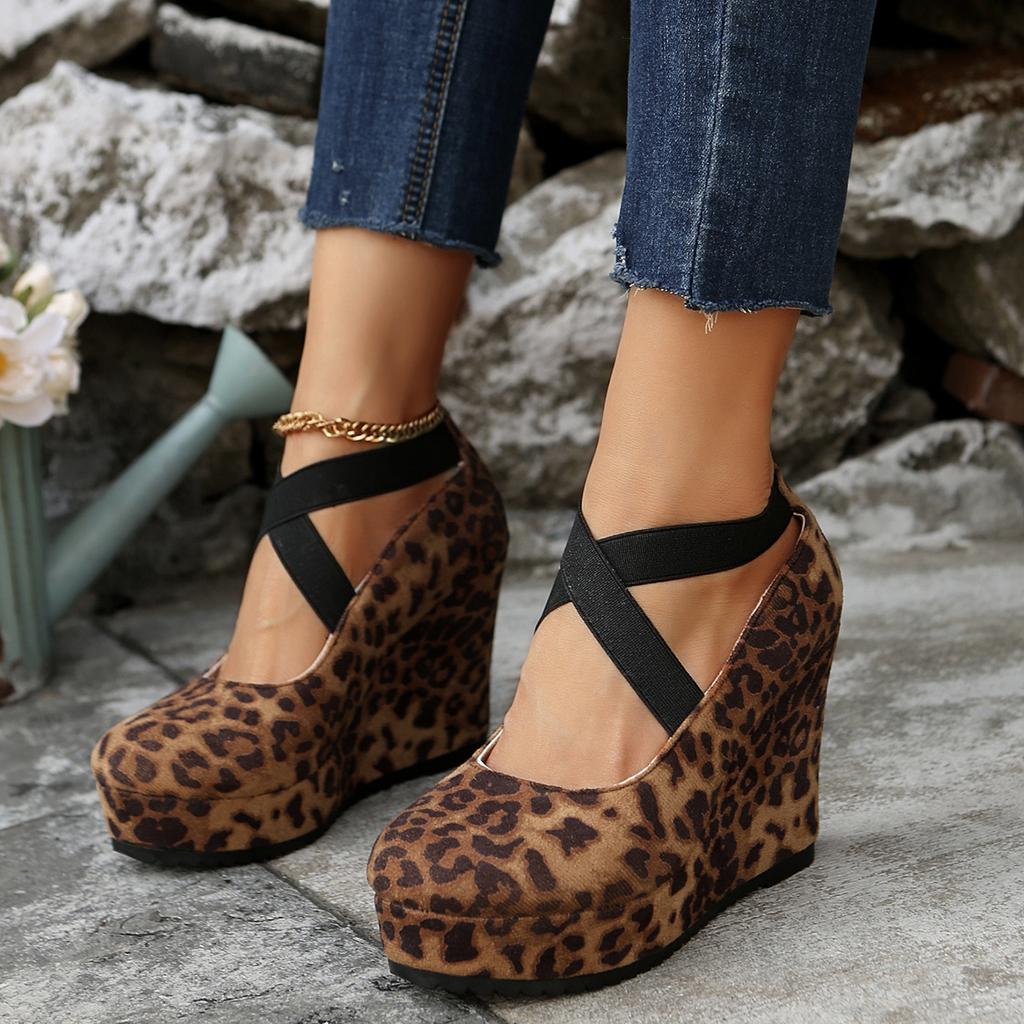 Fashion Women Shoes Flock Buckle Bowtie Ankle Strap High Heels Sexy Platform Wedges Female Pumps Red Wedding Shoe Zapatillas De Deporte