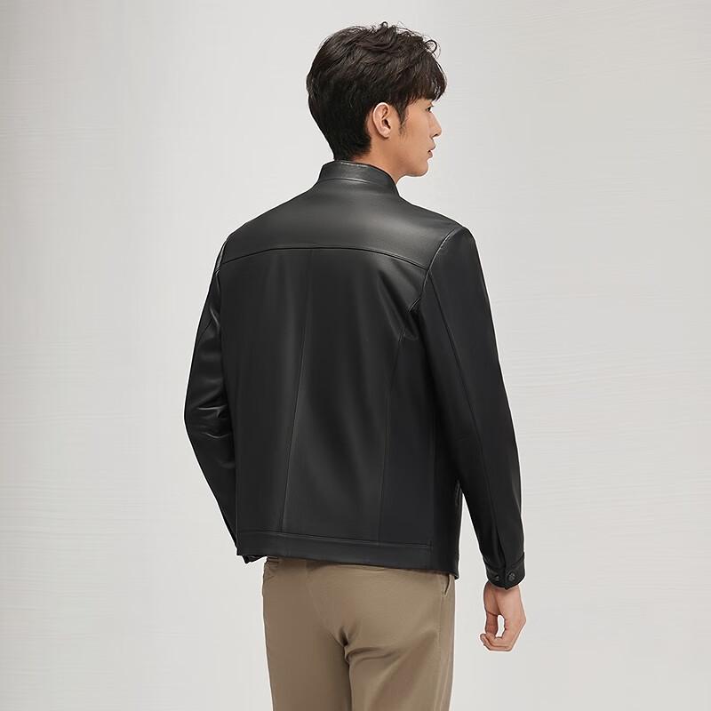 Septwolves Men's Sheepskin Stand-Up Collar Leather Down Jacket