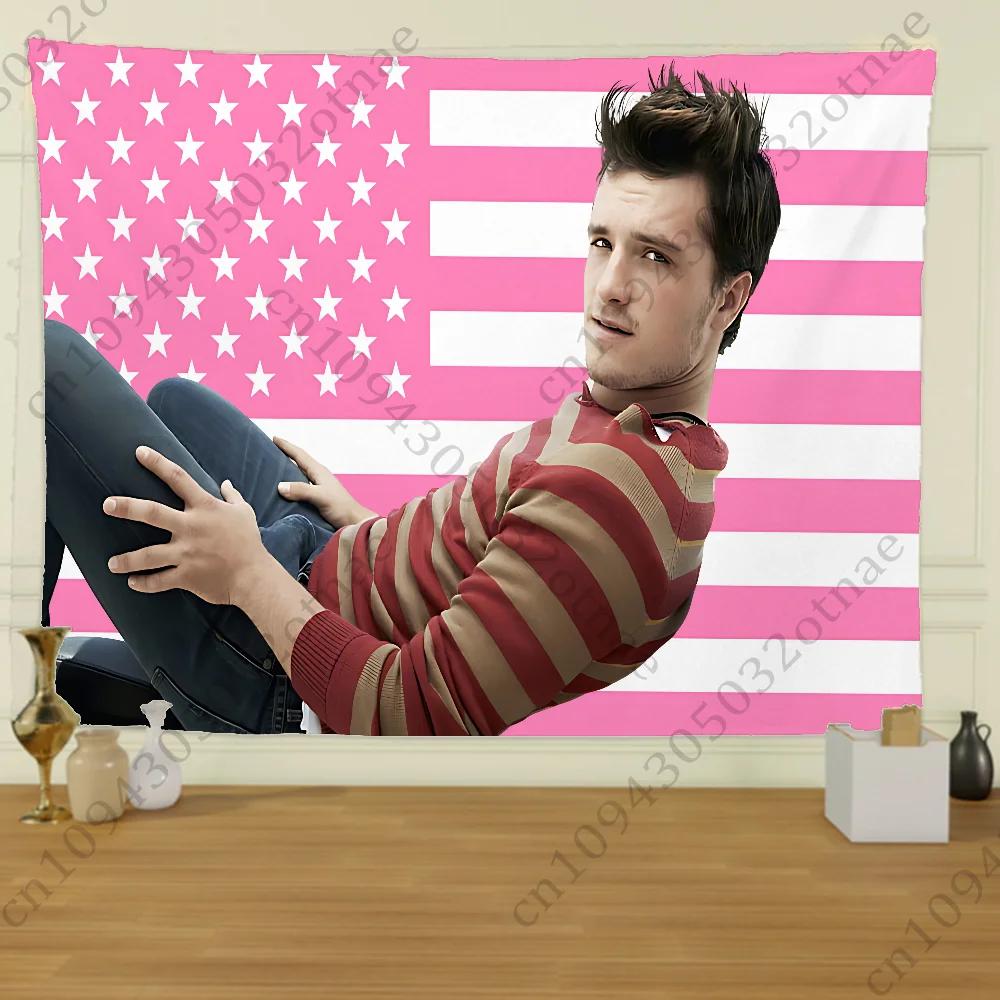 

Celebrity Portrait Tapestry Vibrant Pink Flag Background Perfect for Living Room Decor Modern Style Enhance Your Space 74x94cm(29x37in)