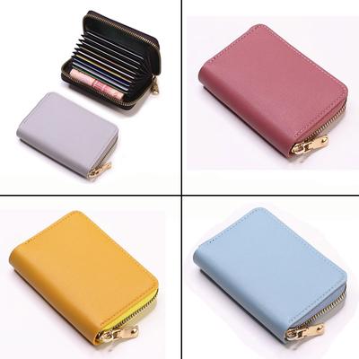 Custodia a portafoglio porta biglietti da visita da donna/uomo Porta carte di credito rosso/nero/grigio/giallo/blu/viola Porta carte con cerniera da 26 bit