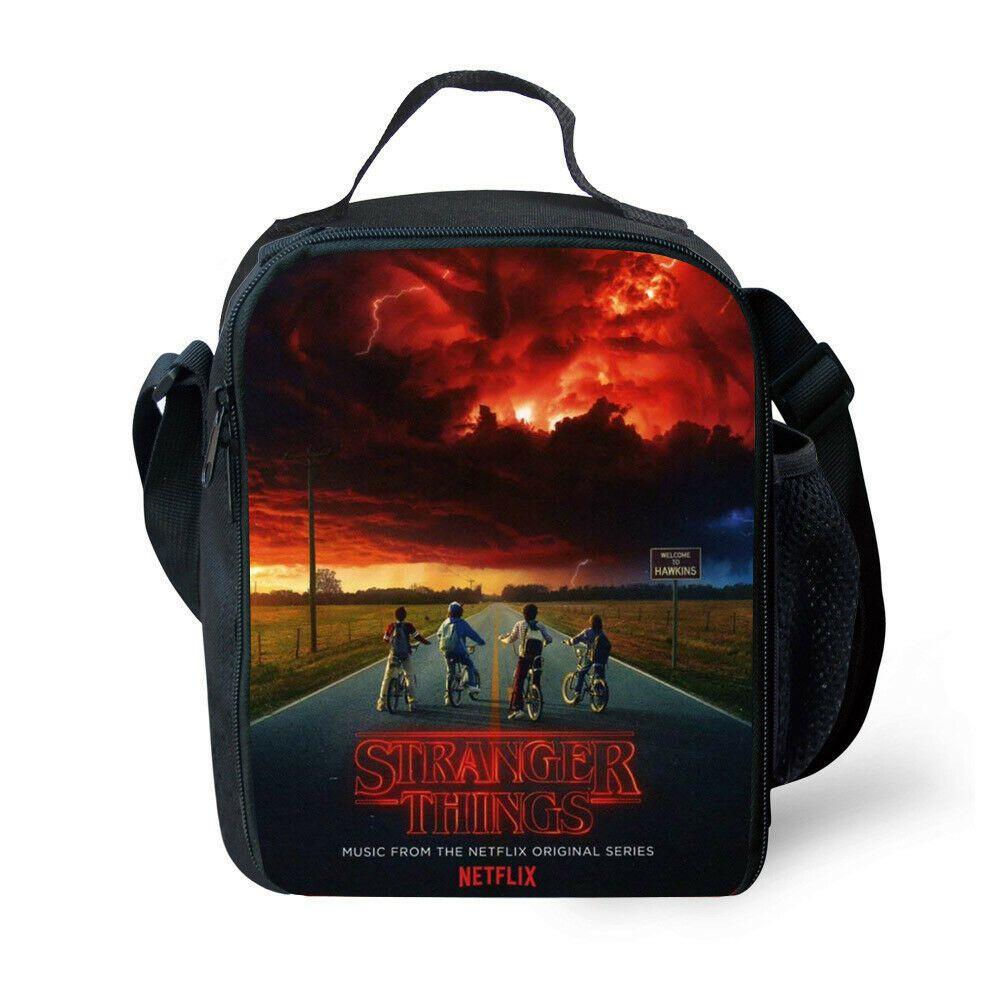 Stranger Things Insulated Lunch Box Bag Durable Oxford Backpack For Outdoor Picnic And Beach With Smooth Zipper