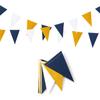 Navy-Blue White-Gold Party Decorations Banner - 2 Pack Men Birthday Graduation 2025 Glitter Sprinkles Paper Pennant Triangle Flags, Fathers Day