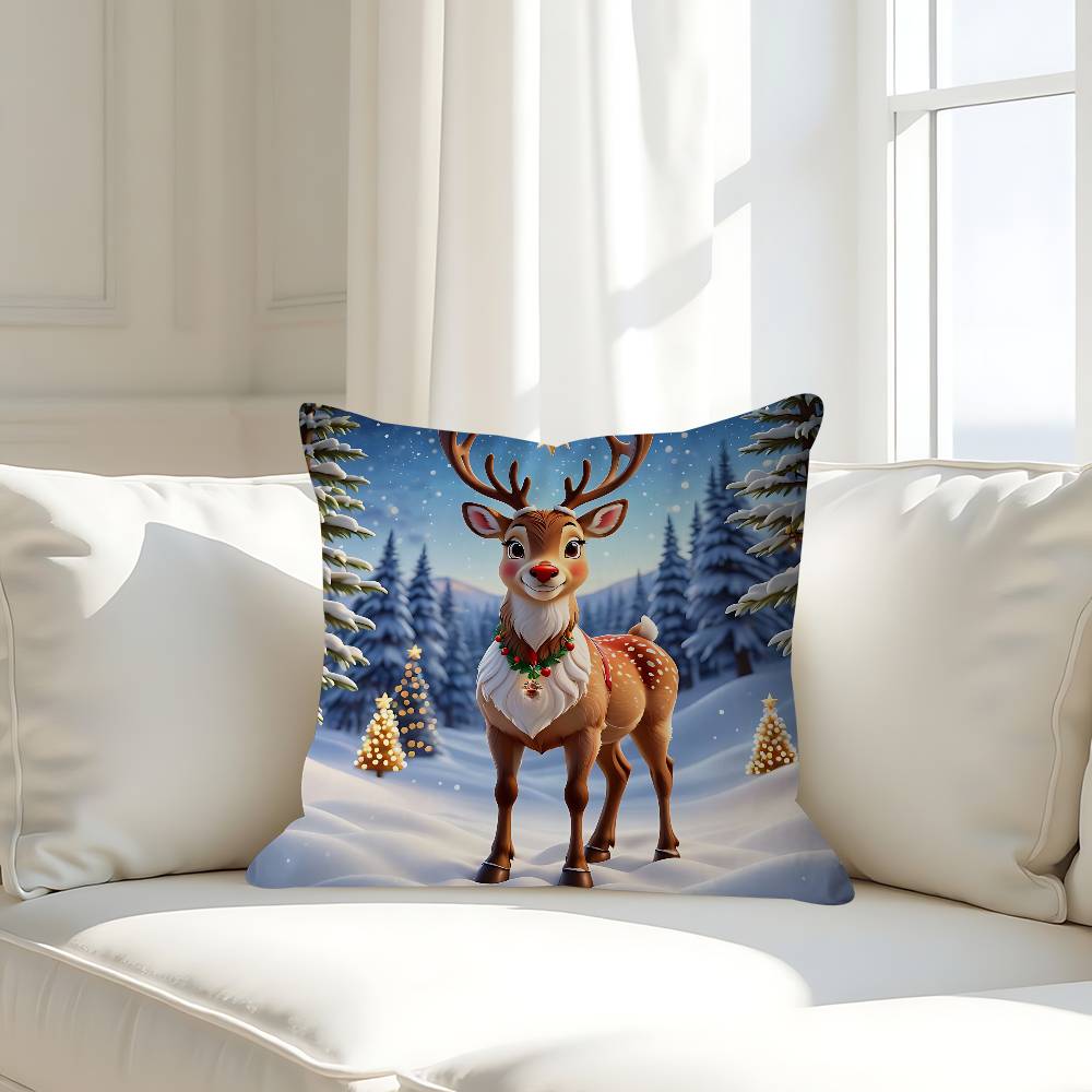 

Рождественская наволочка с оленем, съемная, моющаяся, чехол для подушки – всесезонный мягкий лен 16x16Inch