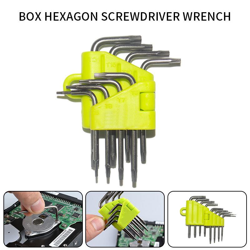 8 In 1 Hexagon Screwdriver Wrench Bit Set T5-T20 Wrench Tool Kit CR-V Star Key Wrench Torx Screwdriver Kit with Carrying Holder