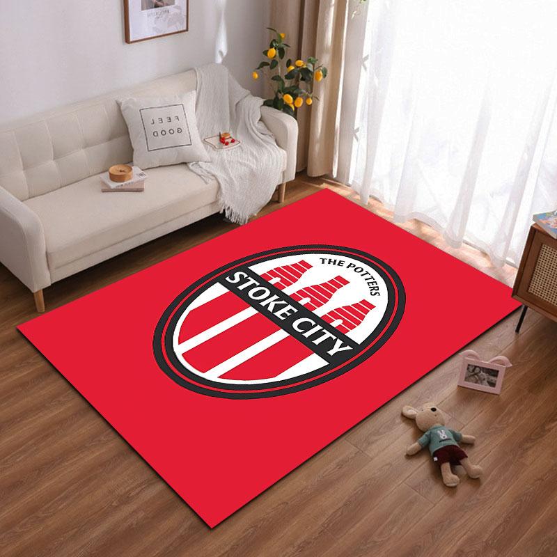 Red Stoke City Logo Carpet suitable as a non-slip mat for the living room or bedroom sofa