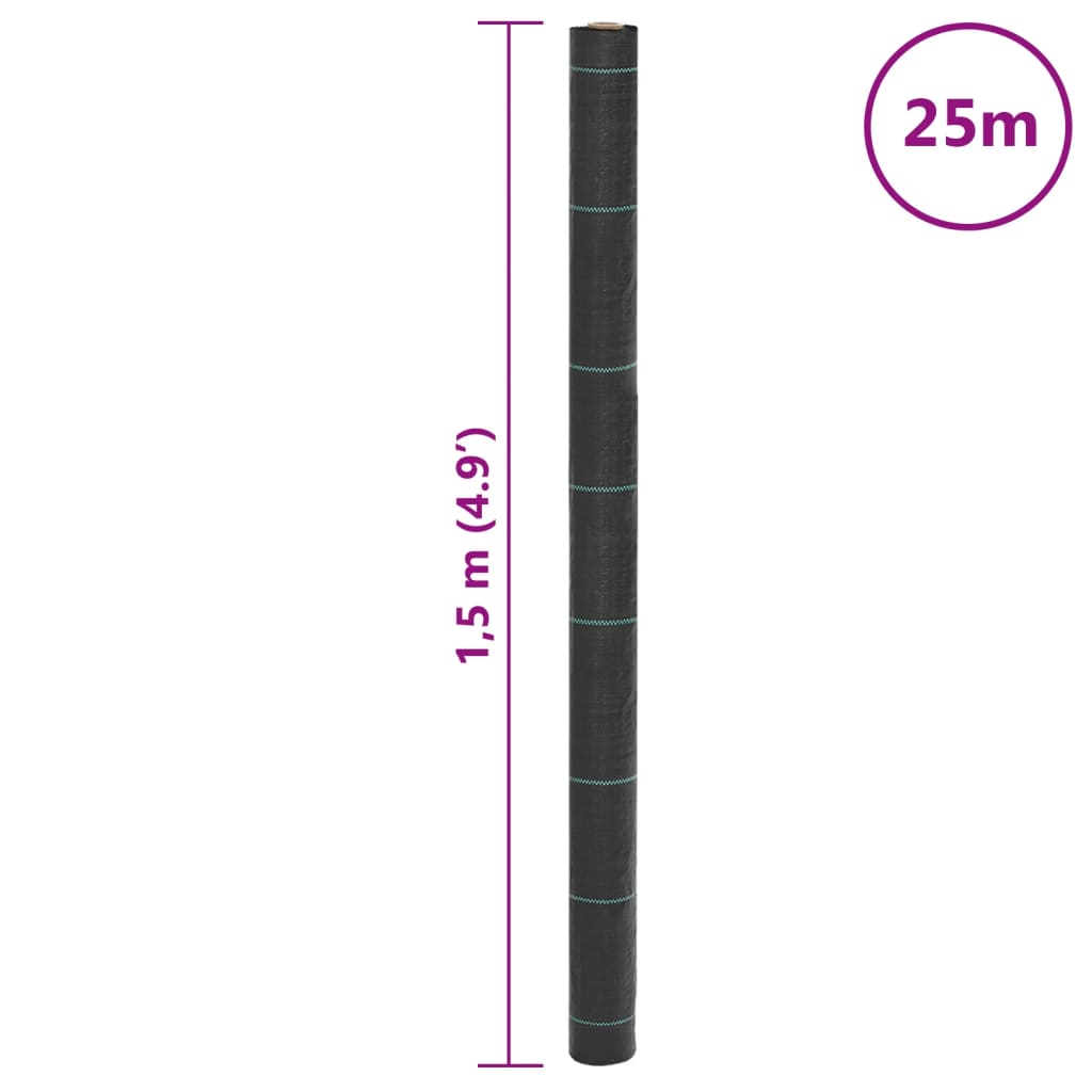 Vidaxl Agrowłóknina Antychwastowa, Czarna, 1,5X25 M, Pp