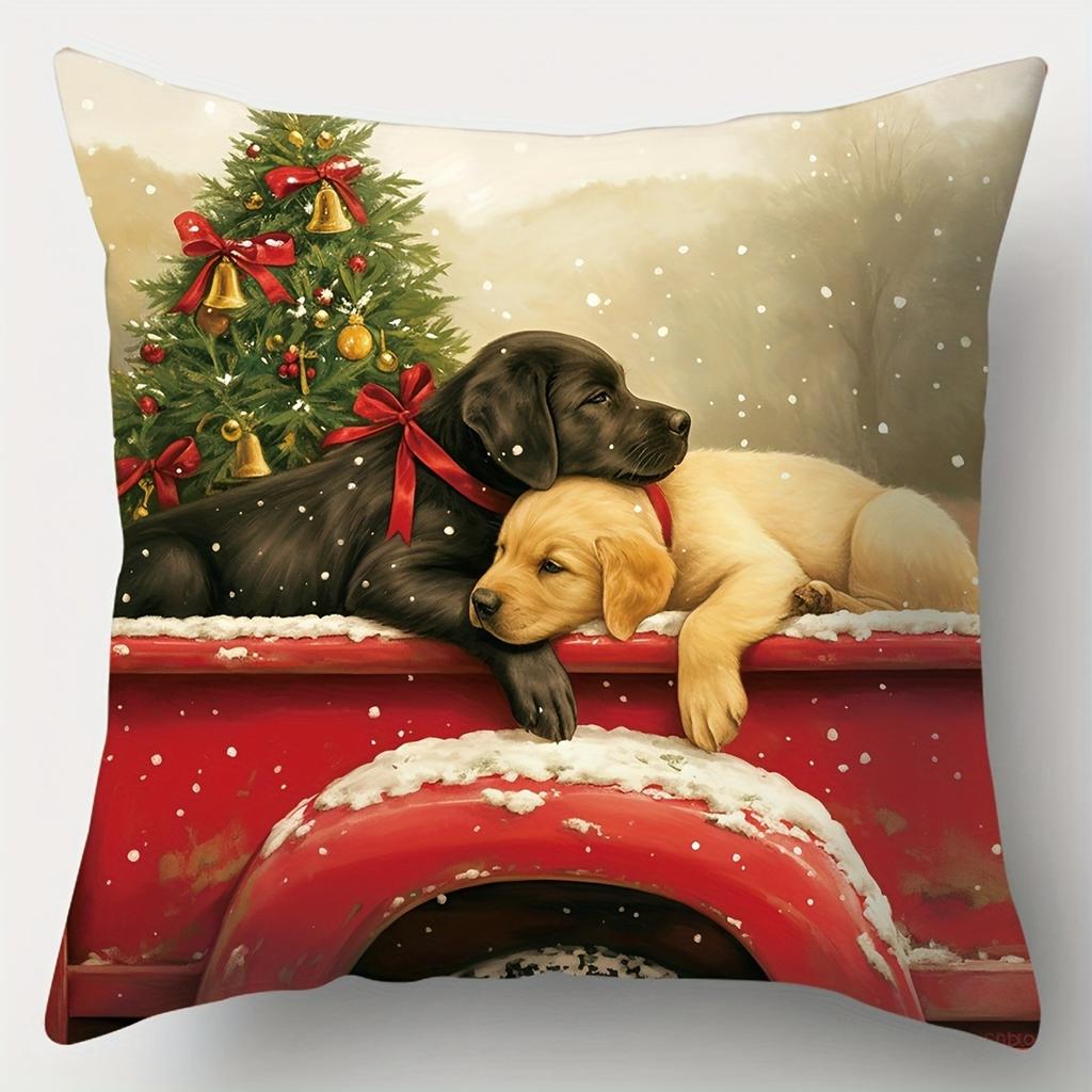 Christmas Decoration Pillowcase Car Cute Puppy Pillow Cover Sofa Cushion Suite Room Home Decoration Gift for Friends