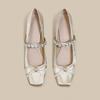 Fashion Hot Selling 2025 New Chinese Style Ballet Flats Crystal Embellished Mary Janes Square Toe High Heels Single Shoes for Dresses