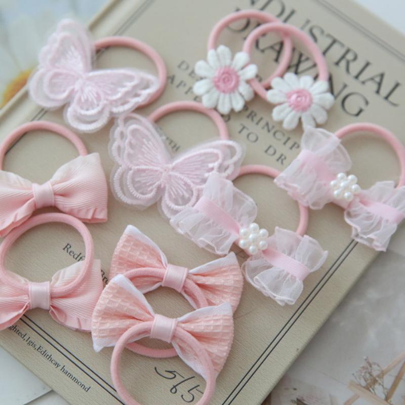 10Pcs/Lot Cute Children'S Hair Decoration Trendy Handmade Elastic Ball Hair Bands Lovely Headwear Hairpins Accessory For Girls