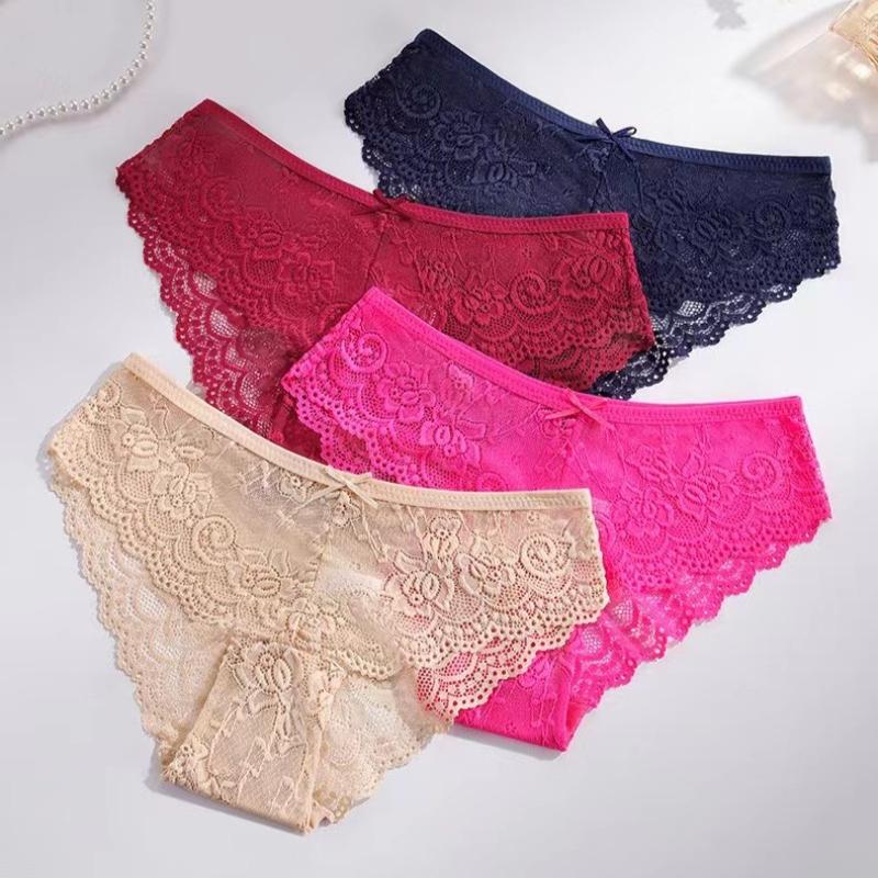1 Pc/ Lot ! Lace Panties Underwear for Women Sexy Lingerie Transparent Hollow Out Briefs Solid Color Ladies Underpants S-XXL