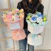Finished Crochet Flowers Bouquet Cute Rose Knitted Flowers Creative Valentine's Day Gifts Flowers Wedding Decor Graduation