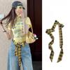 Long Skinny Plaid Waist Belt With Jeans Necktie Scarf Decorative Accessory Personality Trendy Hairband Fashionable Accessory