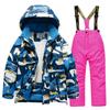 Children's Fashion Skiwear Set Boys' And Girls' Thickened Waterproof Warm Ski Suit Jacket And Trousers Outfit Set