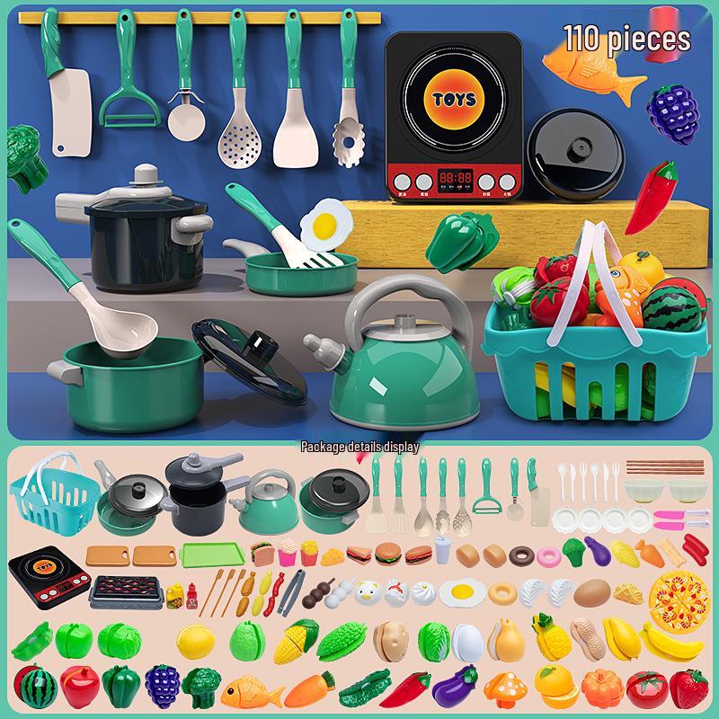 Children's Pretend Play Kitchen Set: Cooking Utensils & Cutting Fruit Toys