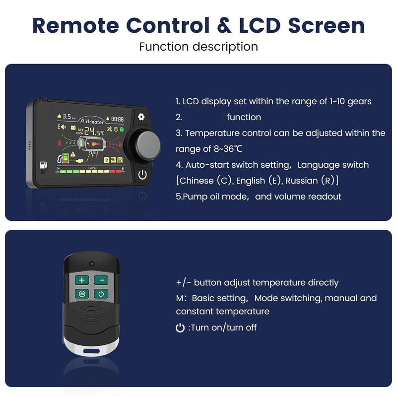 2Pcs/Set New LCD Monitor Remote Control 12V-24V Air Diesel Heater Automotives Black Parking Controller -Bluetooth Remote Control