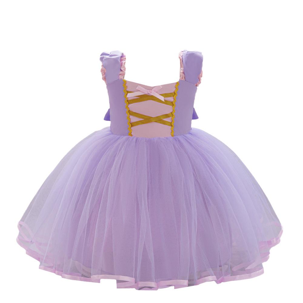 Rapunzel Princess Dress - Girls' Satin Mesh Evening Gown Cosplay Costume