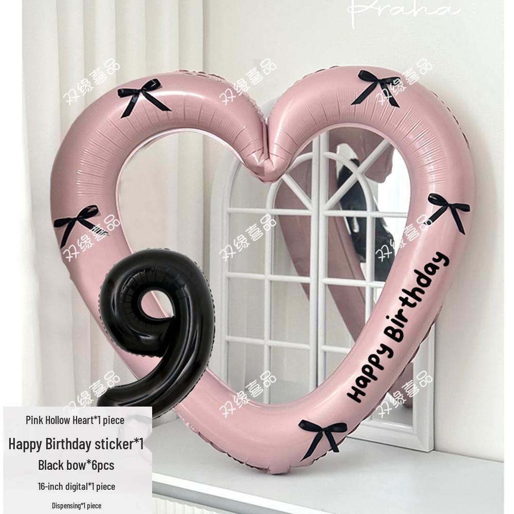 Pink Heart Cutout Balloon Photo Frame for First Birthday & Milestone Celebrations