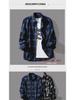 Men's Korean-Style Black and White Plaid Long-Sleeve Casual Shirt