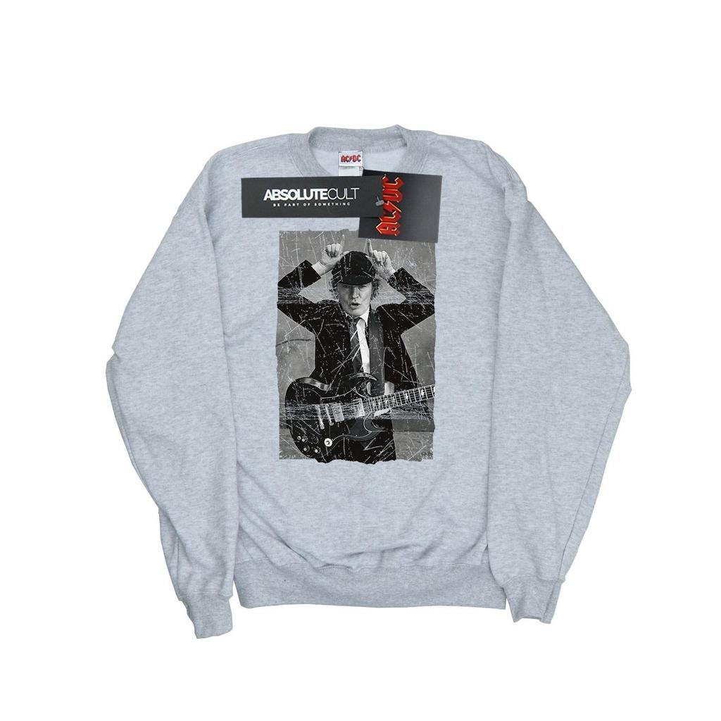 AC/DC Mens Angus Young Distressed Photo Sweatshirt