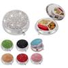 Bling Round Pill Box Sparkling Rhinestone Travel Pill Organizer Pill Case Container For Purse