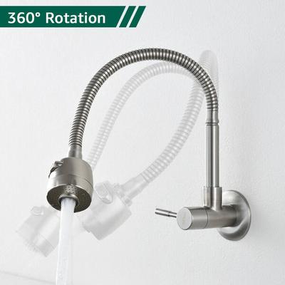 Gebürstetes Nickel, Wandmontage, für Küche, Wäscherei, Edelstahl, drehbarer Wasserhahn, Sprüher, Küchenspüle, Mischbatterie, Stream-Sprühkopf