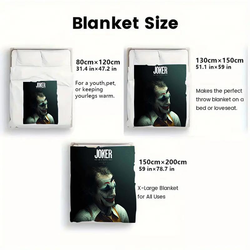 Dark Joker Theme Fleece Blanket Soft Warm Durable Blanket for Living Room Bedroom Sofa Stylish Home Decor for Movie Fans