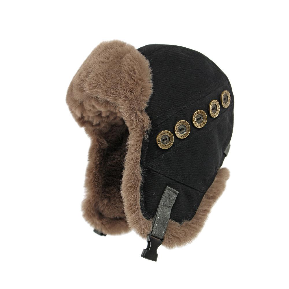 Bombermütze Herren Damen Winter Warm Kalt Mütze Imitation Kaninchen Plüsch Ohrenschutz Winddicht Skimütze