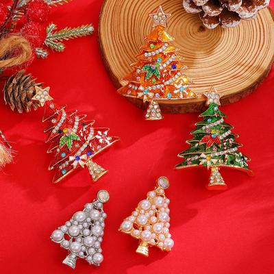 Perlen Weihnachtsbaum Brosche - Elegantes europäisches & amerikanisches festliches Accessoire für Damen