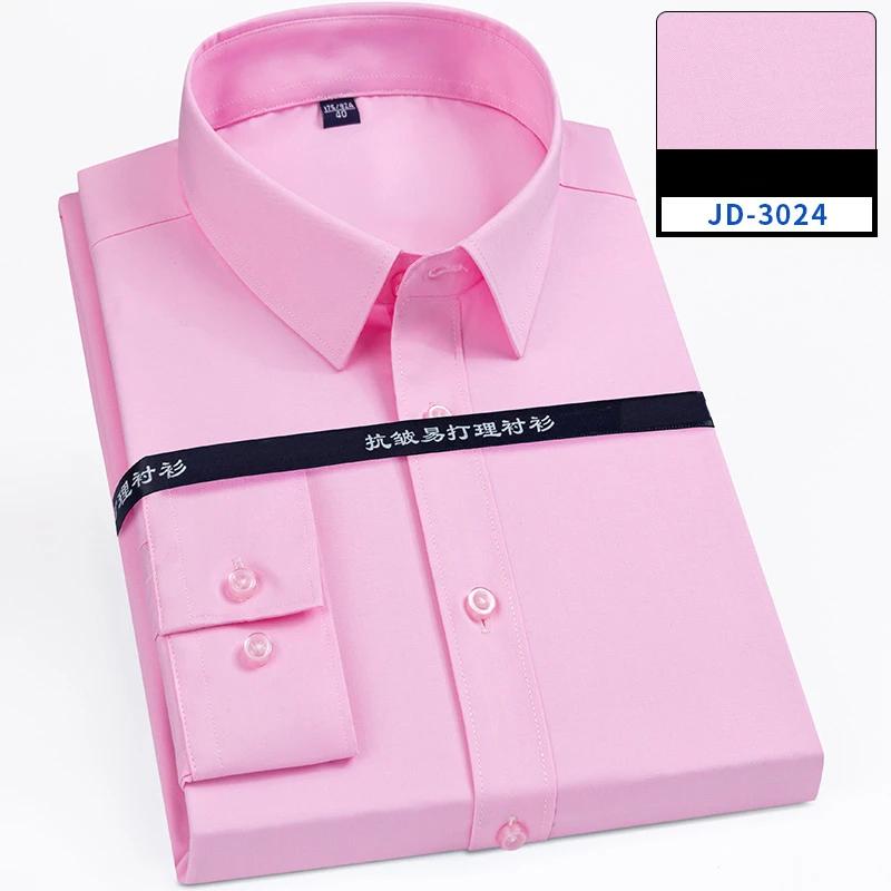 Plus size 8XL elastic long-sleeve shirts for men slim fit formal plain shirt wrinkle free soft office tops solid color clothes