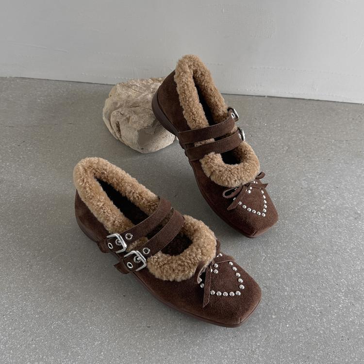 

Женская обувь Birken, зимняя бархатная теплая хлопковая обувь, новинка 2025 года, зимние туфли-бини на одной педали, шерстяная обувь Birken 40 темно-коричневого