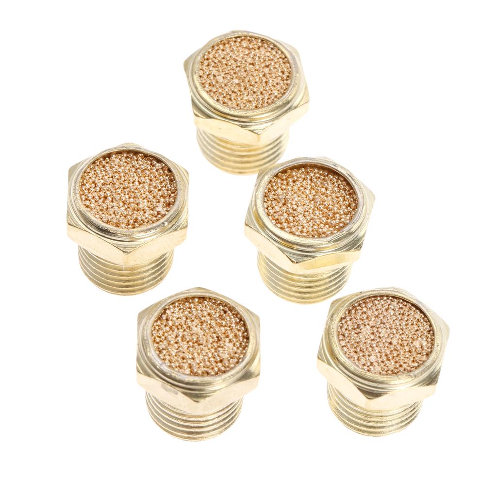 5Pcs 1/8"1/4"3/8"1/2" Pneumatic Air Solenoid Valve Air Breather Vent Muffler Brass Fitting Noise Reducer Vent Filter Connector