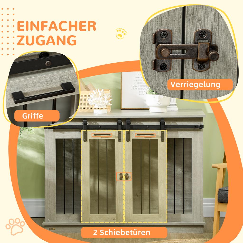 Dog Crate Furniture for Large Dogs, Double Dog Cage for Small Dogs, with Divider - Grey