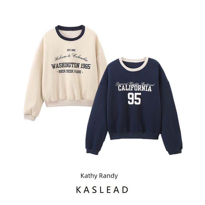 Kaslead New Arrival Women's Clothing Fashion Style Stylish Simple and Versatile Preppy Style Long Sleeves Sweatshirt 3199811