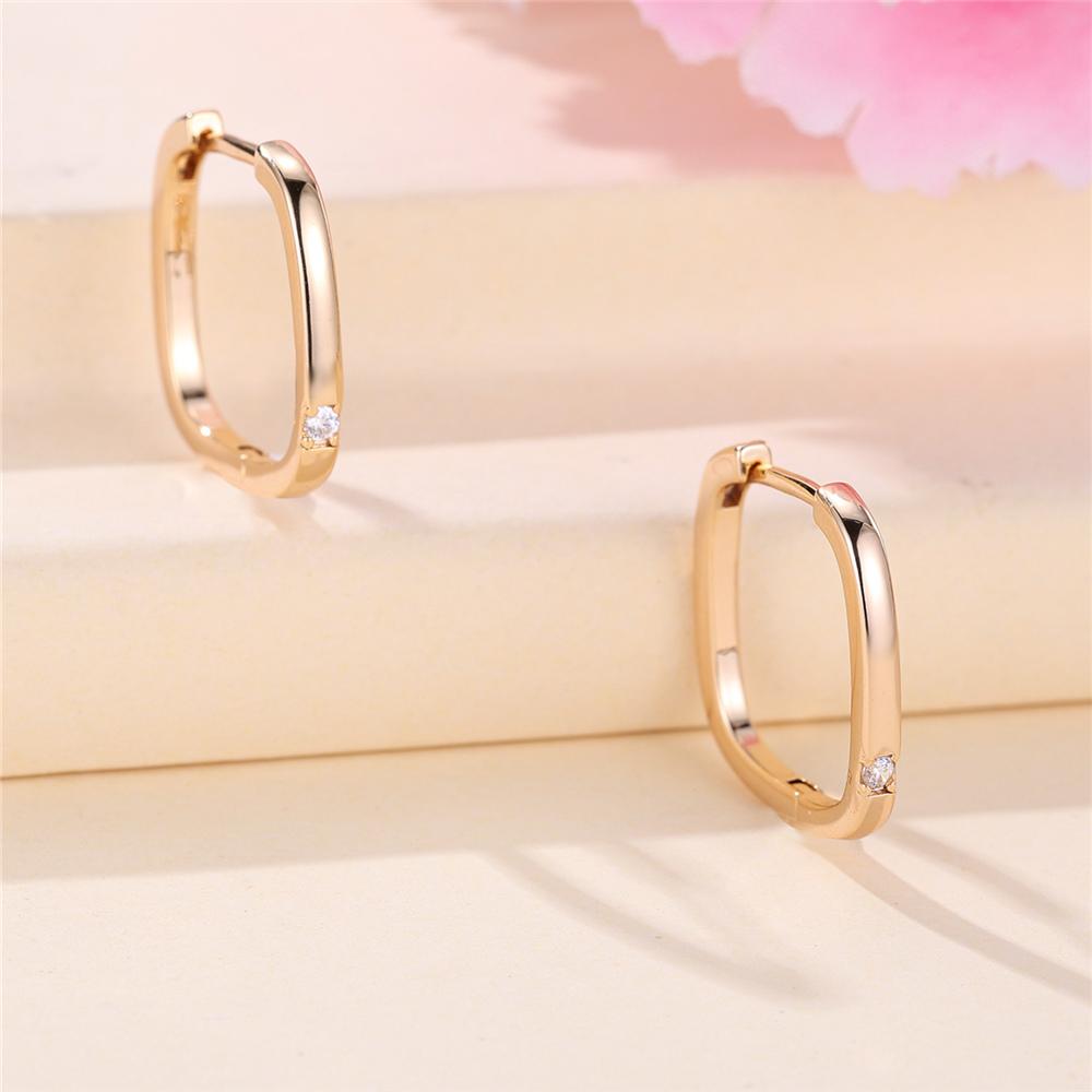Orecchini a cerchio quadrati trendy in zircone bianco cristallo per donna, colore oro vintage, gioielli da sposa