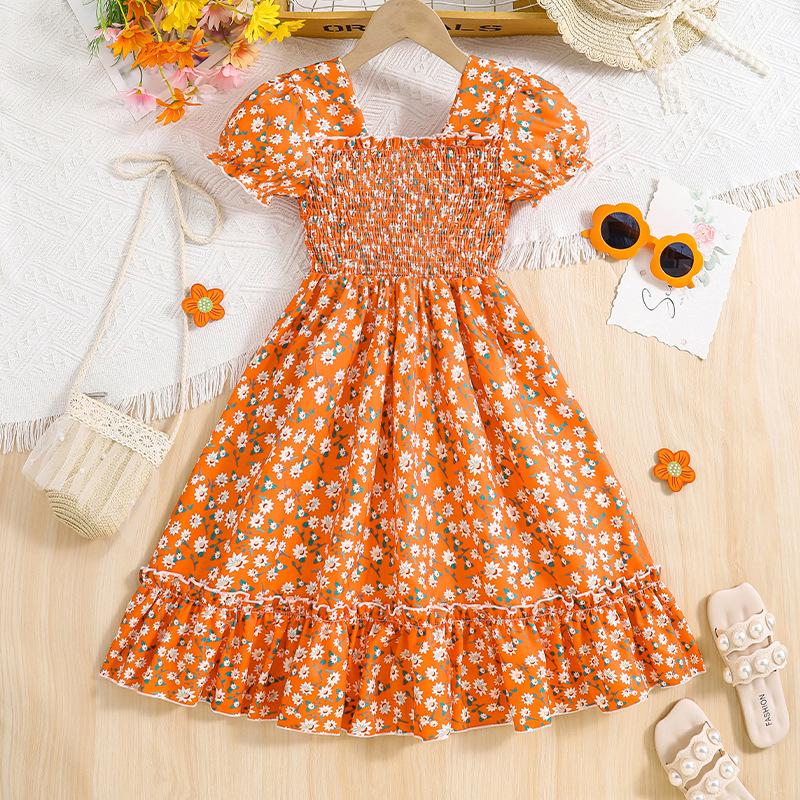 2025 Lato Sukienka z bufiastymi rękawami dla dziewczynek Sukienki księżniczki