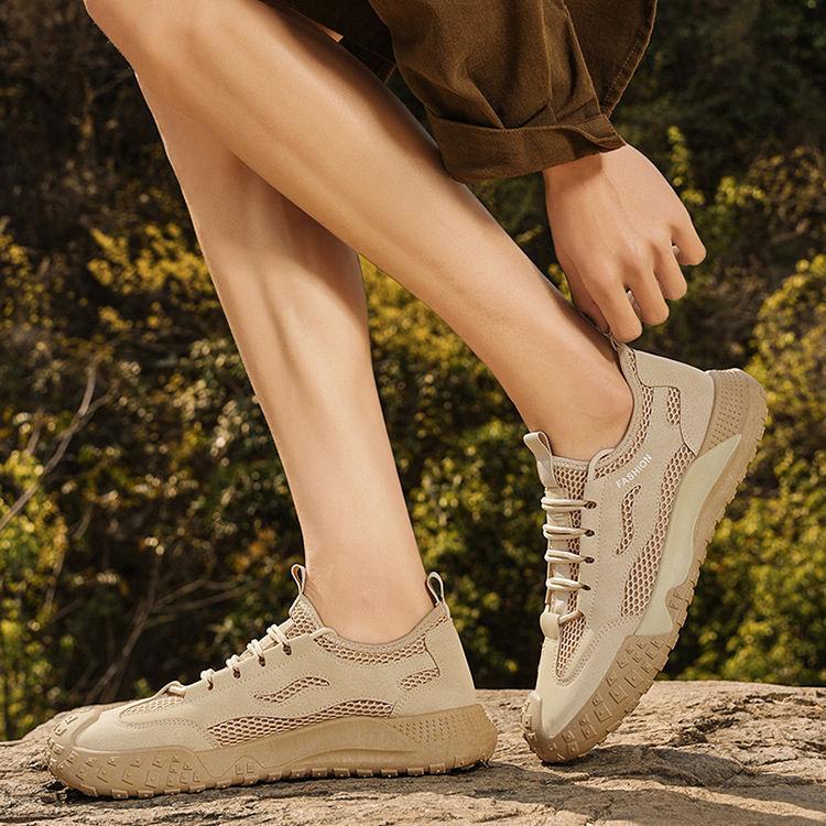 Men's Breathable Versatile Casual Mesh Shoes with Soft Sole and Hollow Round Toe for Outdoor Sports and Casual Wear