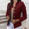 Blazer de Oficina para Mujer Color Sólido Cruzado Otoño Invierno Elegante Ajustado Abrigo de Traje para Uso Diario