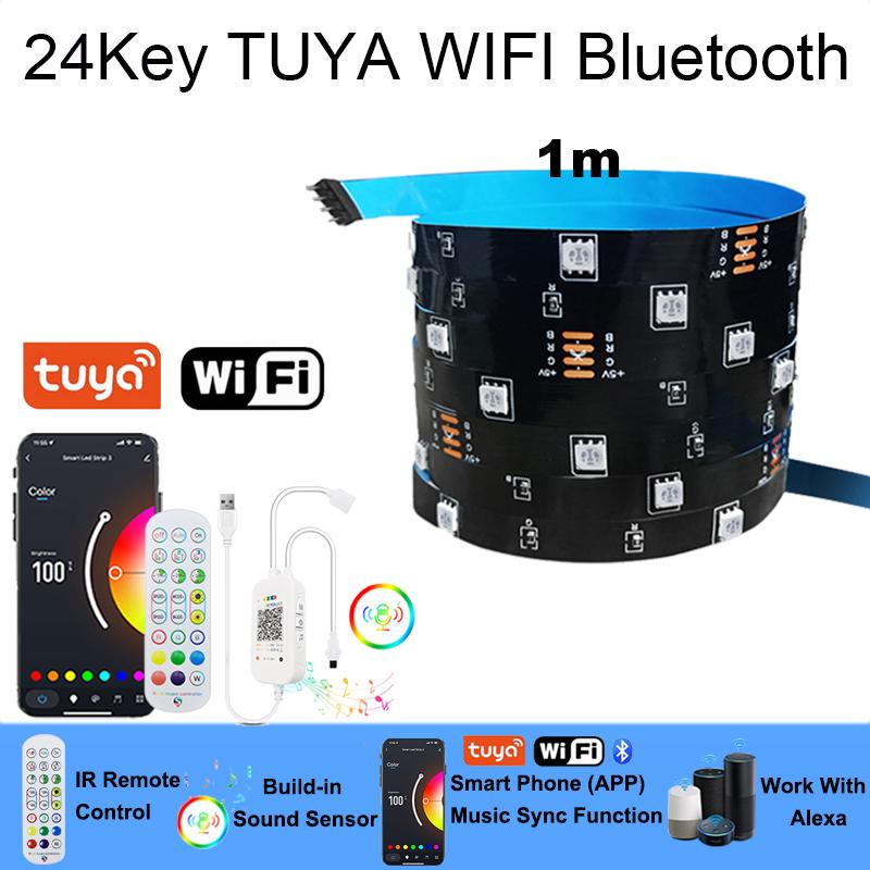 

Tuya Led Strip Lights Rgb 5050 Wifi Bluetooth Led Tape Light 5V Smart Led Lighting Strips Tv Backlight Led Strip Remote Rgb RGB&5050 Non Waterproof&Remote No Battery