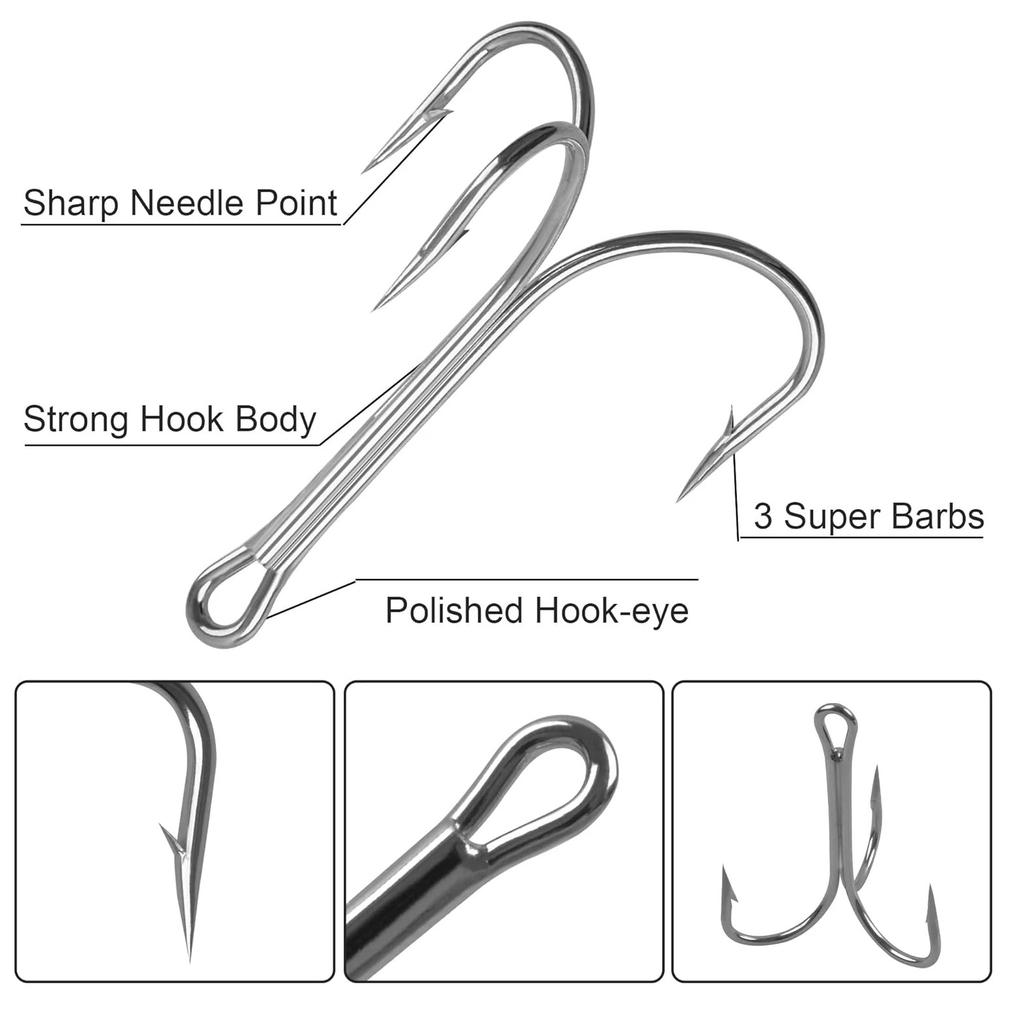10pcs 4X Strengthen Fishing Brabed Hooks for Big Sea Fish Game Treble Hooks Artificial Bait Fishhooks Size 6/0# 7/0# 8/0# 10/0# 260319