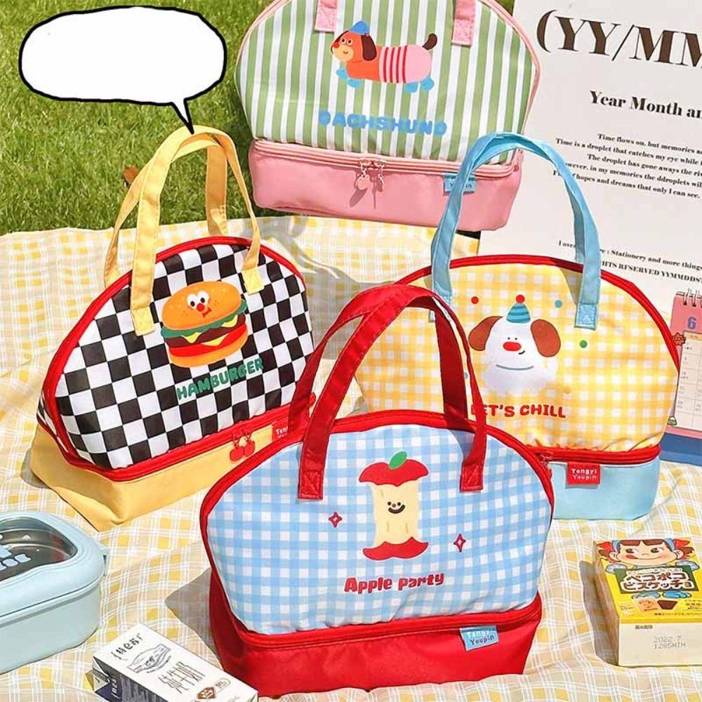 Large Capacity Korean Style Handbag Lightweight Small Tote Bag Cartoon Cat Lunch Bag Makeup Bag