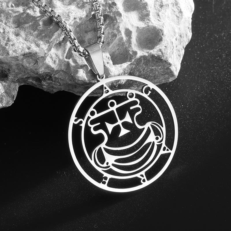 Vintage Rune Stainless Steel Pendant Adjustable Braided Leather Cord Necklace for Men Women Charm Amulet Jewelry Gift