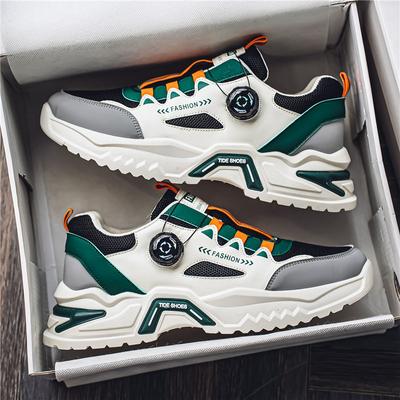Men's Korean Rotating Buckle Trendy Casual Sports Shoes Four Season Soft Soled Non Slip Outdoor Running Shoes Student Sneakers