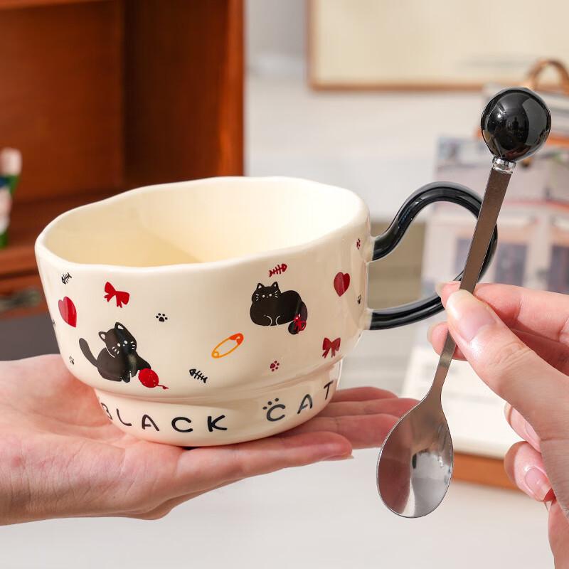 

Jingci Cherry Black Cat Ceramic Mug