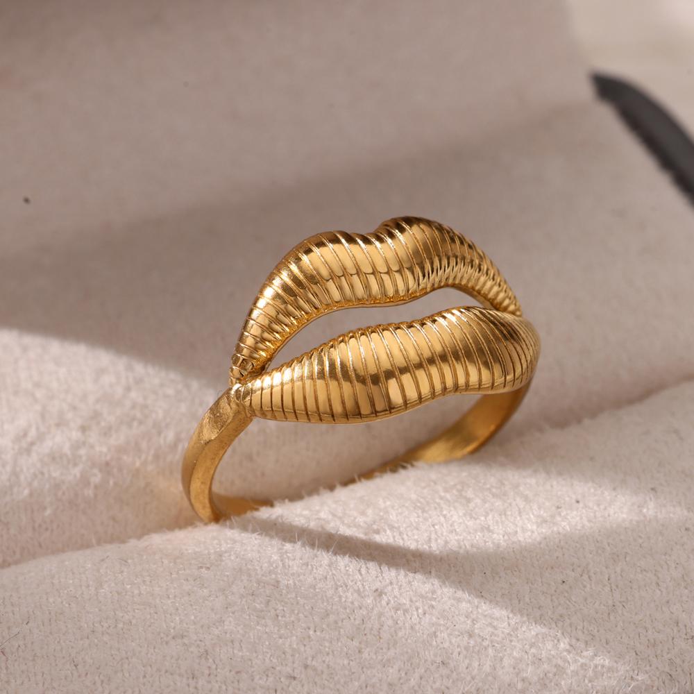 New Trend Stainless Steel Geometric Texture Wide Rings For Women Men Irregular Gold Color Wedding Ring Female Punk Jewelry Gift