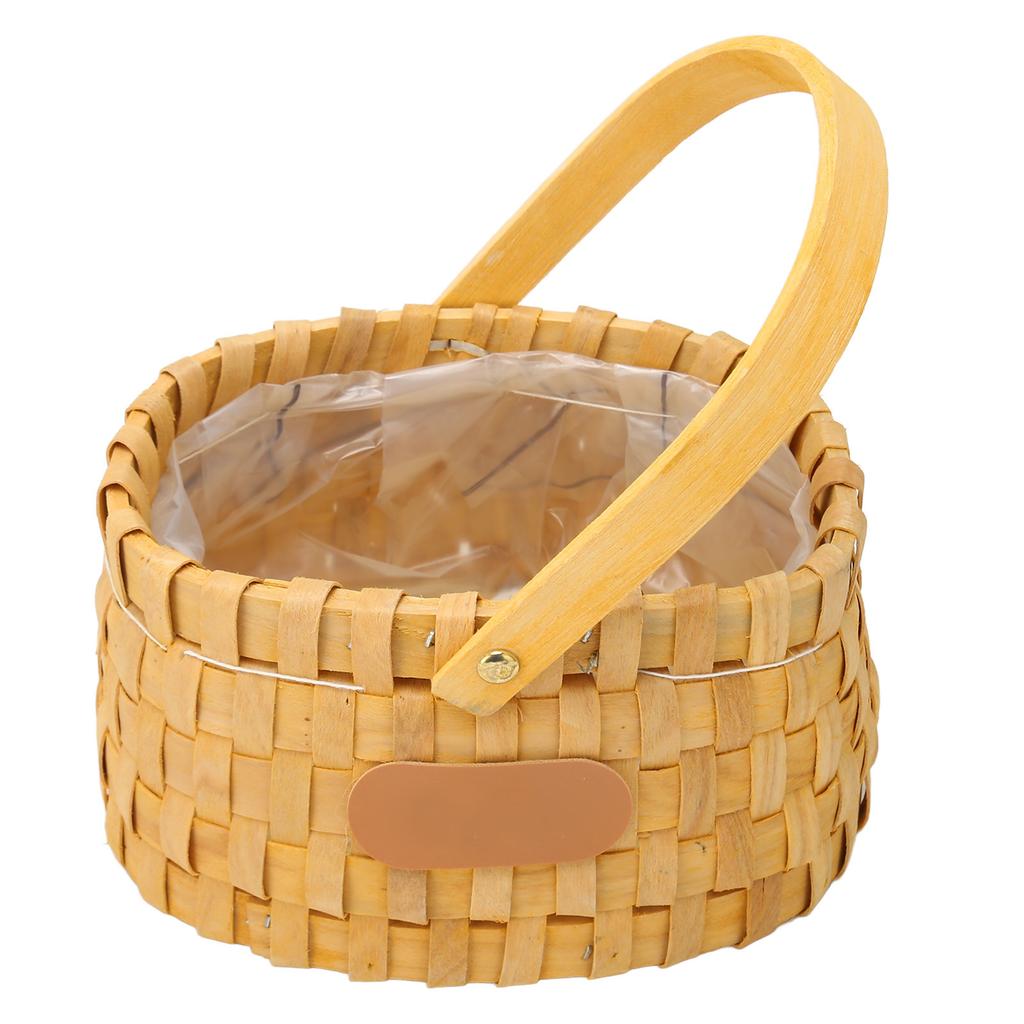 Rattan Flower Basket Safe Durable Wide Smoothing Handle Portable Handwoven Easter Basket for Party Wedding Family