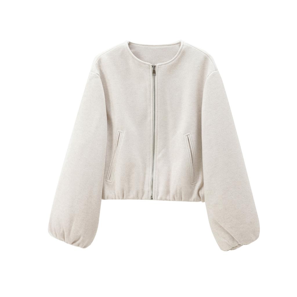 Oversized Soft Bomber Jacket for Women, Long Sleeve Coat, Front Zipper, Female Outerwear, Chic Tops, Fashion