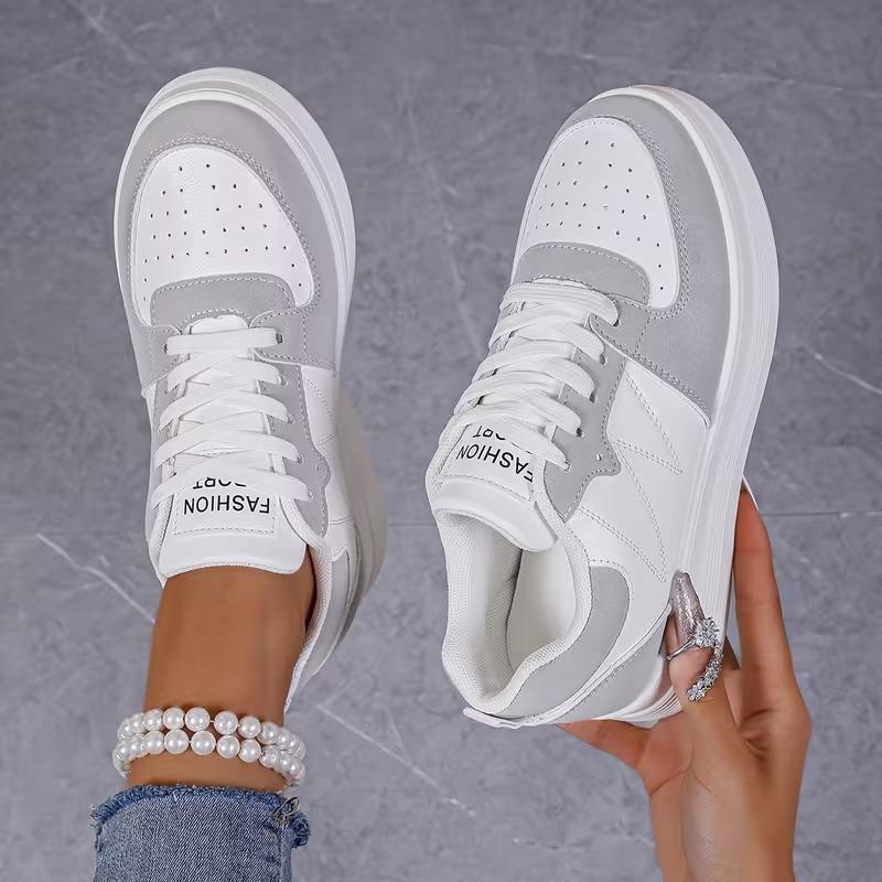 Spring New Style Korean Version Thick Bottom Heightening Sports Casual Shoes Women's Low Top PU Leather Sneakers