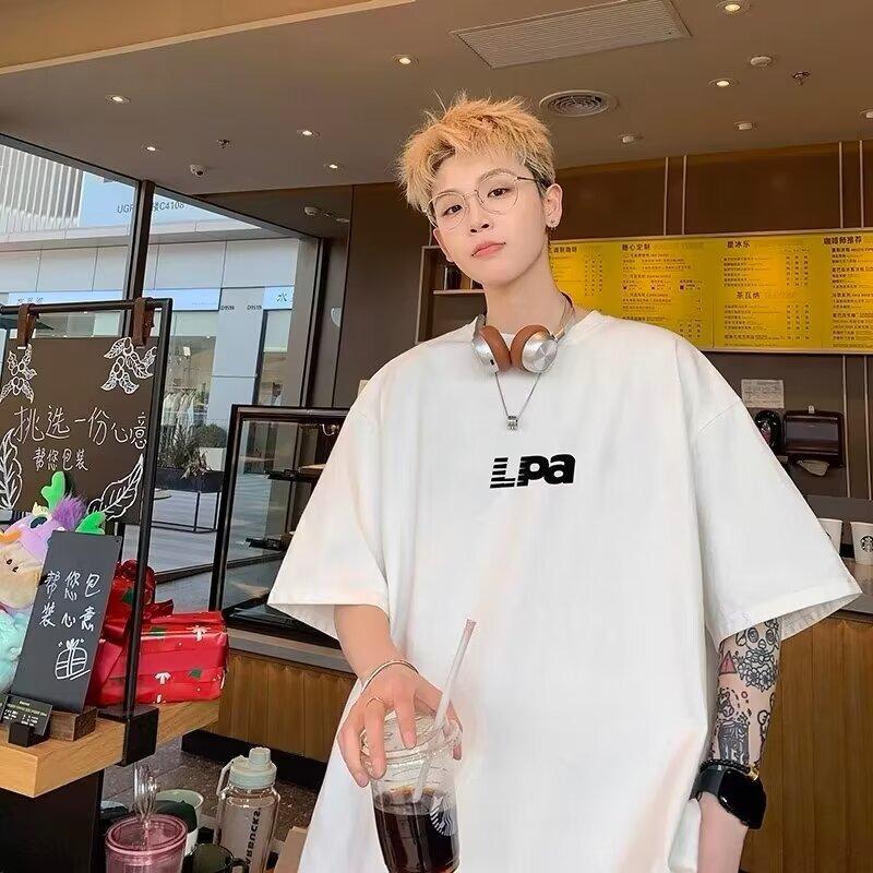 Nové tričko s krátkým rukávem pro muže v létě, trend v korejském stylu, jednoduchý top s polovičním rukávem, volné tričko značky Hong Kong