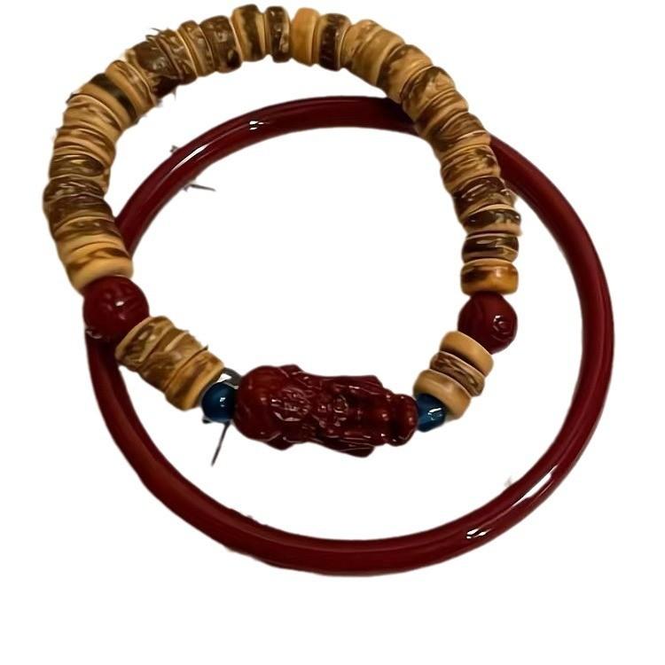 Exquisite Red Handmade Glass Pixiu Bracelet For Women Vintage New Chinese Design